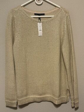 White House Black Market Metallic Crewneck Sweater - Champagne Gold